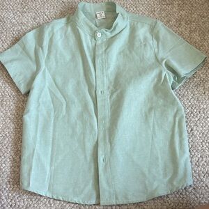 SHEIN Mint Green Short Sleeve Mandarin Collar Shirt